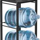 mocomax 5 Gallon Water Jug Rack, 3 Tier Detachable Water Bottle Holder With Storage Shelf, Heavy Duty Water Jug Dispenser Stand Organizer for Kitchen, Office, Home, Black