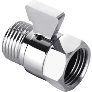 Tenfe Water Flow Control Valve for Shower Head, Brass Adjustable Water Pressure Regulator for Hand Held Shower Shut Off Valve, Polished Chrome On/off Switch G1/2 Standard Connection (Chrome)