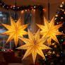 Ciieeo 3pcs Hollow Out Lantern Lampshade For Christmas Holiday Party Home Decor Pointed Star Hanging Decorations