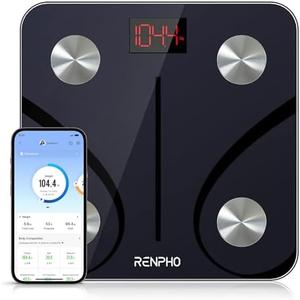 RENPHO Bluetooth Body Fat Scale, Digital Weight Scale Bathroom Smart Body Composition Analyzer Wireless BMI Compact Scale Health Monitor with Smartphone APP, 396 lbs