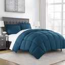 Chezmoi Collection 3-Piece All Season Queen Comforter Set Teal, Soft Quilted Down Alernative Duvet Insert with Corner Tabs, Lightweight Microfiber Bedding, 88 x 88 Inches