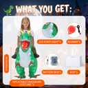 Inflatable Dinosaur Costume for Kids Light Up T-Rex Funny Blow Up Halloween Party Cosplay Dress Up Outfit Boys Girls,Blue (Green)