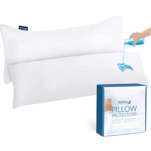 Waterproof Pillow Protector Body Size 2 Pack, Body Pillow Cover with Zipper 21"x 55" Pillow Protector Pillow Covers Encasement Pillow Case White