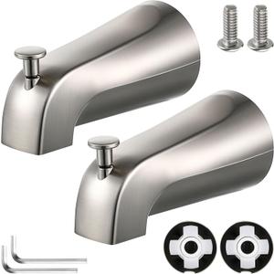 2 Pack Slip on Tub Spout with Diverter, Compatible with American Standard 8888026.002 Tub Spout, Bathroom Bathtub Faucet, Fits 1/2" Copper Water Tube(5/8" Dia), 5/32" Hex Wrench (Brushed Nickel)