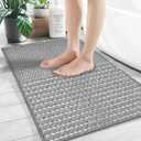Small Bathroom Rugs,18"x30" Non Slip Grey Braided Bath Mat for Bathroom Floor,Washable Luxury Bath Rug for Tub Soft Boho Absorbent Shower Mat