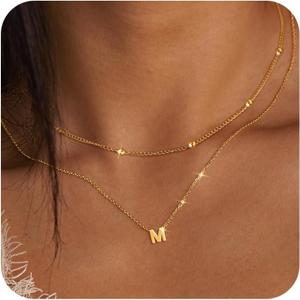 Initial Necklaces for Women 14K Gold Silver Plated Letter Jewelry Non Tarnish Layered Dainty Cute A-Z Pendant Choker Necklace Waterproof Trendy Name Necklace Personalized Jewelry Gift for Women + 
KanPas V28 Upgraded Version Mini Automotive Dashboard Car Compass Ball (V30)