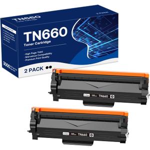 TN660 Toner Cartridge Replacement for Brother TN660 TN-660 TN630 TN-630 Work with HL-L2300D HL-L2305W HL-L2360DW MFC-L2740DW MFC-L2700DWR DCP-L2540DN Printer (Black,2 Pack)