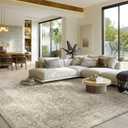 Madane 8x10 Area Rugs for Living Room, Machine Washable Vintage Rug with Anti-Slip Backing, Soft Floral Print Large Rugs, Foldable Thin Area Rug for Bedroom Dining Room (8 x 10, Brown/Sand)