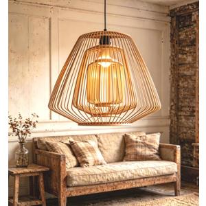 Boho Pendant Light 20" Rustic Farmhouse Chandelier Adjustable Hanging Light