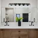 6-Light Crystal Bathroom Vanity Light, Modern Black Gold Bathroom Light Fixtures Over Mirror Crystal Wall Lighting with Polished Gold Finish