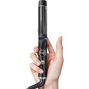 1 Inch Mini Travel Curling Iron, 100-240V Travel Dual Voltage Curling Iron for Short Hair with 5 Heat Settings, Small Curling Wand with Temperature Memories and Lock, Silver