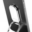 Phone Ring Holder Finger Kickstand 360°Rotation Cellphone Back Grip Foldable Cell Phone Stand for Desk Compatible with iPhone iPad Smartphones Tablets (Silver)