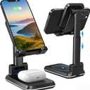 Wireless Charger, 2 in 1 Wireless Charging Station, Phone Charger Stand Phone Holder for Desk Compatible with iPhone 17 16 15 14 13 12 Pro Max Plus, Airpods 4 3 2 Pro, Samsung S25 S24 S23 Note 20