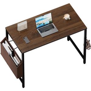 Pamray 32 Inch Computer Desk for Small Spaces with Storage Bag, Home Office Work Desk with Headphone Hook, Small Office Desk Study Writing Table (Brown)