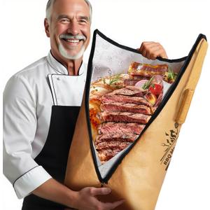 BBQ Blanket for Resting Meat, Reusable Heat Insulated Resting Bag, 5-Layer DuPont Fabric Insulated Brisket Resting Blanket with Wide Mouth  Waterproof, Breathable, and Tear-Resistant (21 in, brown)