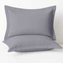 2 Pack Pillow Shams Standard Size 20x26  600 Thread Count 100% Organic Cotton Silver Pillow Covers with 2 Inch Flange, Soft & Smooth Premium Hotel-Quality Pillowcases Set of 2