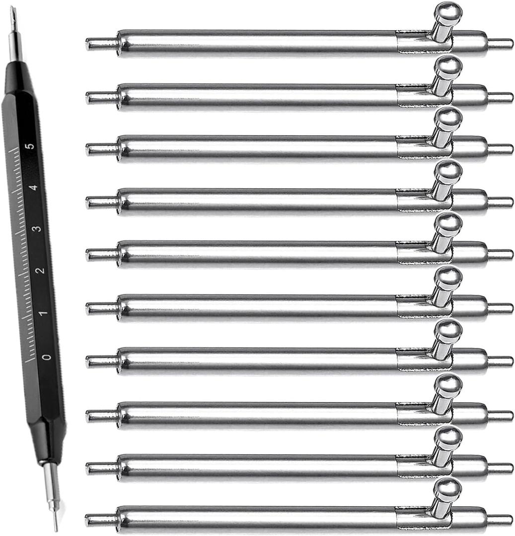 14mm 16mm 18mm 20mm 22mm 24mm Quick Release Watch Spring Bars 1.5mm Diameter 10pcs Stainless Steel Watchband Pins with Spring Bar Remove Tool for Wristwatch Straps