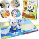 Busy Book for Toddlers 1-3, Montessori Quiet Book with 12 Activities and Attached Bunny, Soft Toddler Busy Board for Fine Motor Skills, Travel Toy Gift for 1+ Year Old Boys Girls