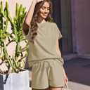 Ekouaer Lounge Sets for Women Textured 2 Piece Shorts Set Cozy Summer Outfits Casual Loungewear Short Sleeve Sweatsuits (XXL)