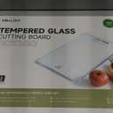 Tempered Glass Cutting Board Set, Large 12x16 Glass Cutting Board for Kitchen with 4 Non-Slip Feet, Heat & Shatter Resistant, Dishwasher Safe, Includes Bonus Sponge & Cloth,Perfect Kitchen Gift-Clear