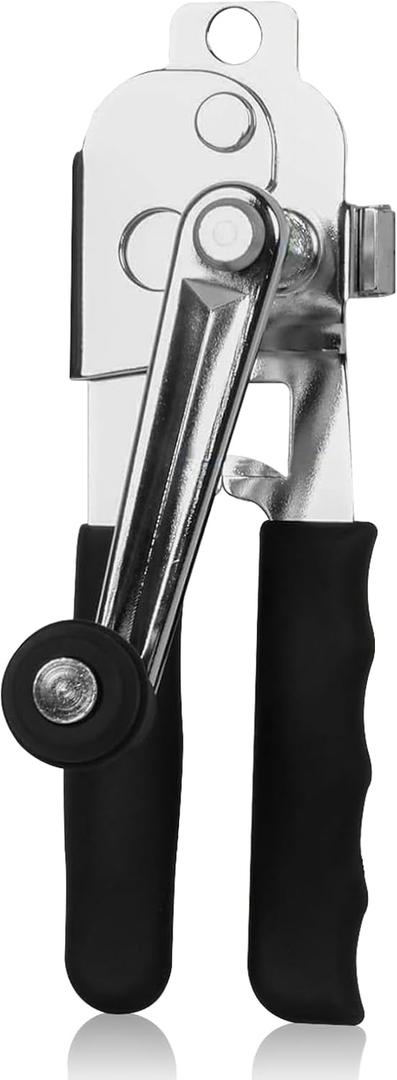 Upgraded wall-mounted commercial can opener, manual heavy-duty folding hand crank with a comfortable long handle, suitable for of cans, including large cans for seniors. A kitchen essential.