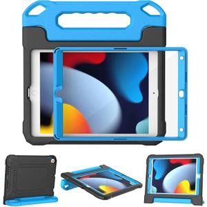 YIHE Kids Case for iPad 10.2 Inch 9th/8th/7th Generation 2021/2020/2019, iPad Pro 10.5 & iPad Air 3, Shockproof Handle Stand Kids Case with Screen Protector for iPad 10.2/10.5 Inch, Black&Blue