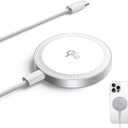 THREEKEY Qi2 MagSafe Charger, Magnetic Charger for iPhone 17/16/15/14/13/12 Series & Galaxy S25 Ultra, Qi2 Wireless Charger Dual-Sided Magnets, 15W Fast Charging Pad with 5FT USB-C Cable (White)
