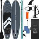 SereneLife Ultra-Light Inflatable Stand Up Paddle Board with Premium SUP Accessories - Extra Wide Stable Design with Non-Slip EVA Deck Pad for Youth and Adults of All Skill Levels - 350 lbs Capacity, Size: 10'6"