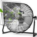 Solar Powered Fan for Outdoor - 30000mAh Rechargeable Floor Fan with 40W Solar Panel, 18 Speed, 12-60H Runtime, Quiet Cordless Fans for Outside Home Patio Camping Gazebo Outage Greenhouse