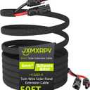 50Ft 10AWG Solar Cable Extension with Protection Cover, Solar Wire with Tool-Free Solar Connectors, IP68 Waterproof PV Cable, Solar Panel Extension Cable 10Gauge for Home Boat RV Solar Panels(50ft)