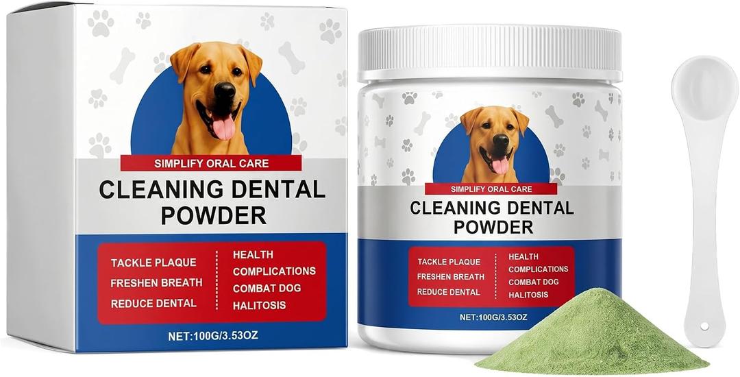 Clennaner Dog Dental Cleaning Powder for Daily Oral Care, Effectively Reduces Bad Breath and Helps Freshen Breath, Ideal for All Dog Sizes & Breeds, 100g