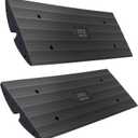 Pyle Car Vehicle Curbside Driveway Ramp - 4ft Heavy Duty Rubber Threshold Bridge Tracks Curb Ramps, 2 Pieces Set (for Car, Truck, Scooter, Bike, Motorcycle, Wheelchair Mobility), Black