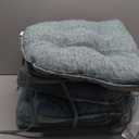 downluxe Indoor Chair Cushions for Dining Chairs, Tufted Overstuffed Textured Foam Kitchen Chair Pads with Ties and Non-Slip Backing, 15.5" x 15.5" x 4", Light Blue, 6 Pack