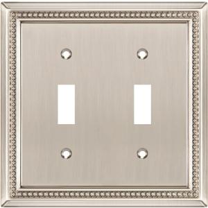 Henne Bery Sunken Pearls Heavy Duty Decorative Wall Plate Switch Plate Outlet Cover (Double Toggle, Satin Nickel)