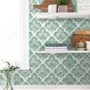 HeloHo Green Peel and Stick Wallpaper Floral Contact Paper Modern Self Adhesive Removable Boho Decorative Wallpaper for Cabinet Living Room Bathroom Decor Vinyl 17.3" X 118"