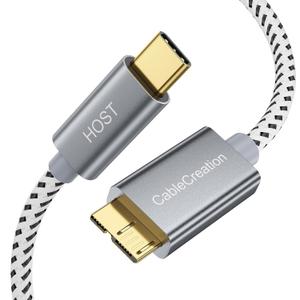 CableCreation 2FT USB C to Micro B Cable,10Gbps Speed External Hard Drive Braided,USB 3.1 Type C to Micro B Work for iPhone 15 Series,Seagate WD Westgate My Passport,MacBook Pro/Air, iPad/Tablet,Grey