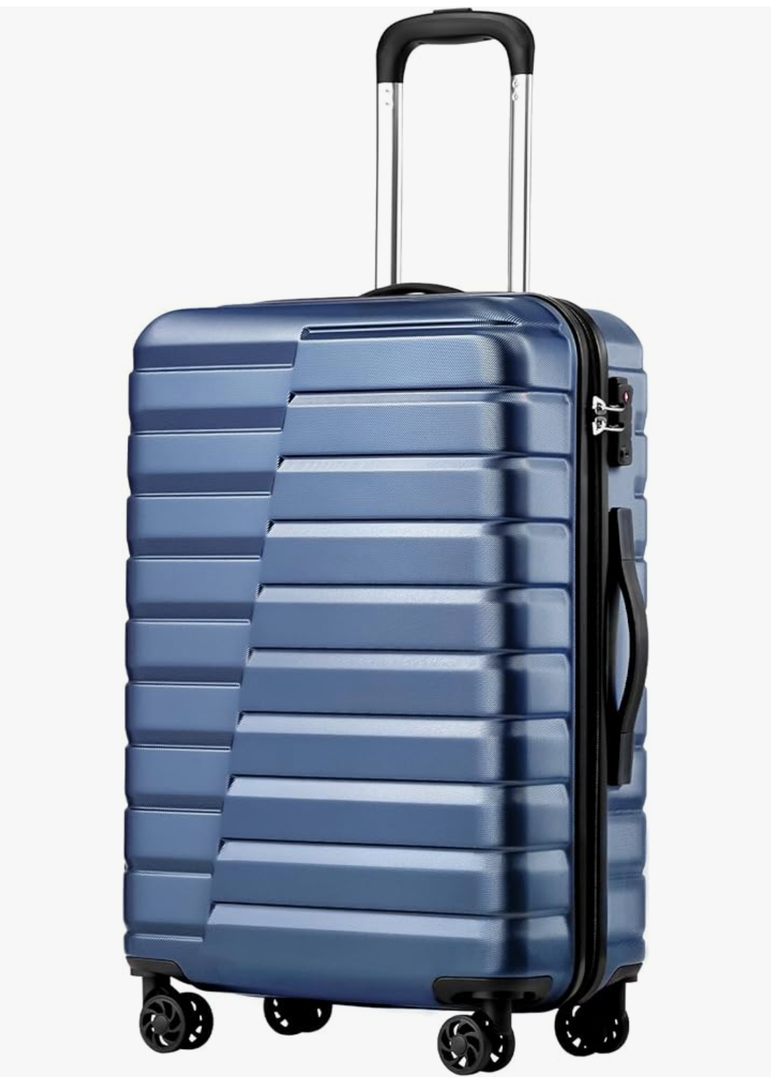 Coolife Medium Checked Luggage with Spinner Wheels Hard side Suitcase TSA Lock Telescopic Handle(Blue)