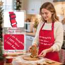 2 x NLUS Christmas Aprons for Women Men with 3 Pockets, Adjustable Baking Aprons for Kitchen Cooking, Funny Christmas Gifts for Bakers, Red