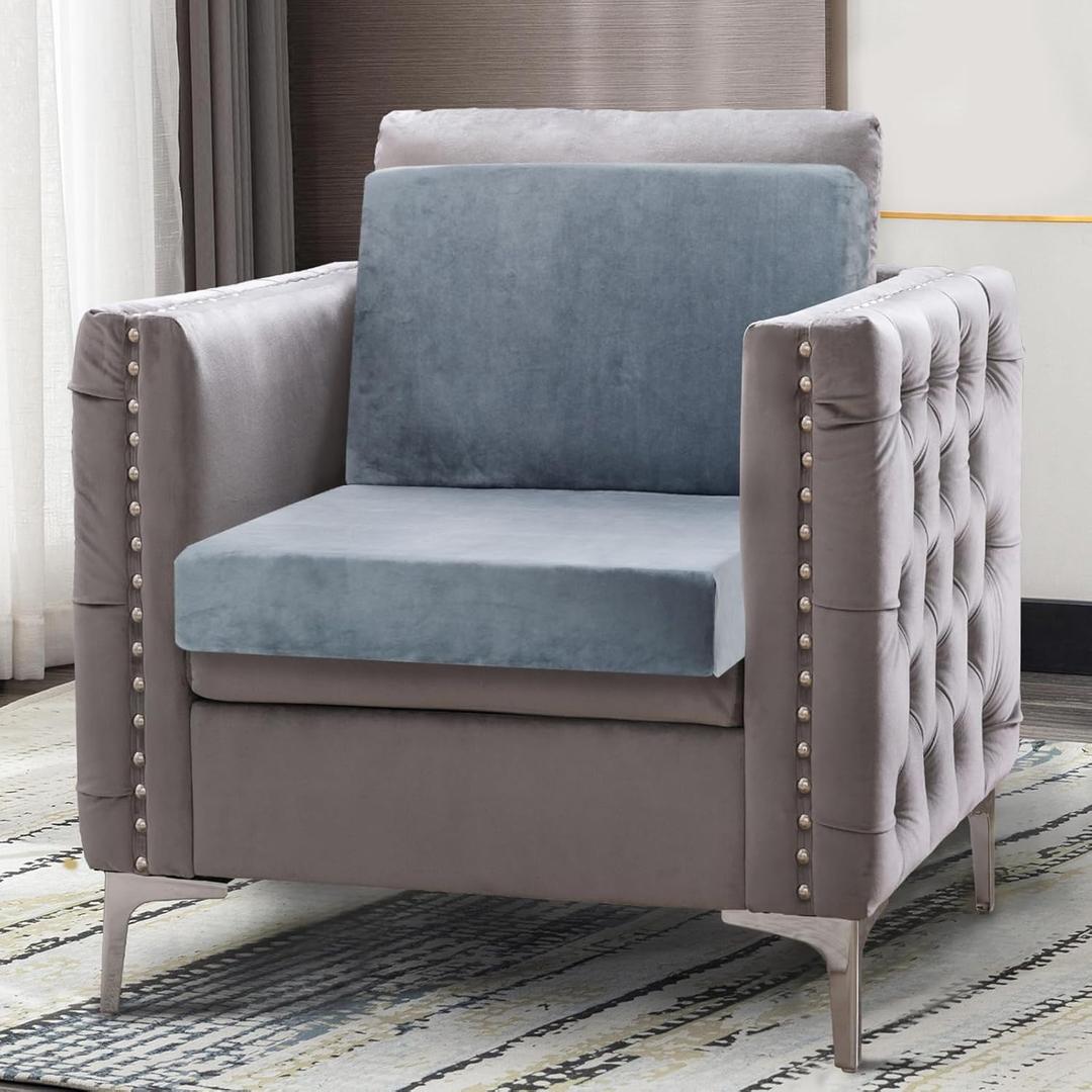 Chunlei Foam Recliner Chair Cushions Wheelchair Cushions, Non-Slip 4" Thick Supportive Lumbar Support Pillow for Elderly Supportive Seat Cushion with Lumbar Pillow; 20x20x4+12.8" Backrest Height,Gray 