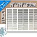 Fits 30x20 Duct Opening | Steel Return Air Grille by Handua | Vent Cover Grill for Sidewall and Ceiling | White | HVAC Cold Air Intake Grille | Outer Dimensions: 31.75"W X 21.75"