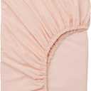 600 Thread Count Fitted Sheet 100% Egyptian Cotton Soft & Breathable Queen, Skin Friendly (Queen Size Fitted Only) Easy Fits Mattress up to 7-9" Deep Pocket (Solid, Peach)