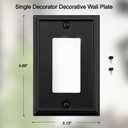 Single Decorator Light Switch Cover Aria Metal Wall Plate, 4-Pack Black 1 Gang Single Rocker, for Receptacle Dimmer Switch GFCI Outlet, Switch Cover Decorative Wallplate, Durable