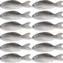 jiebor 12PCS Fake Fish Realistic Toy Artificial Halloween Mode Small Rubber Sea Fish for Kitchen Home Market Display Decoration Photography Props