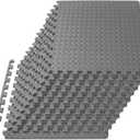 ProsourceFit Exercise Puzzle Mat -inch, EVA Interlocking Foam Floor Tiles for Home Gym, Workout Equipment, Kids Play Areas, Grey, 48 SQ FT - 12 Tiles