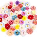 ATTGREAT Fake Flower Heads Small Silk Flower Bulk Mini Artificial Daisy Roses Buds 3D Faux Floral Accessories for Crafts DIY Hair Cake Wedding Party Home Decoration (Bright Colors Mixed)