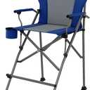 EVER ADVANCED Tall Camping Directors Chair with Cup Holder 31", Bar Height Folding Chair for Camping, Sports with Carry Bag, Mesh Pockets and Footrest, Heavy Duty 300 lbs, Blue