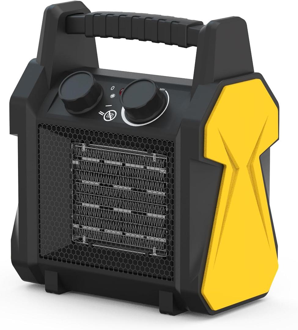 Buyplus Outdoor Heater, 1500W Patio Heater for Garage, Portable Electric Space Heaters with Overheat Tip-Over Protection, PTC Ceramic Space Heaters for Garage, Greenhouse, Indoor Outdoor Use,Yellow