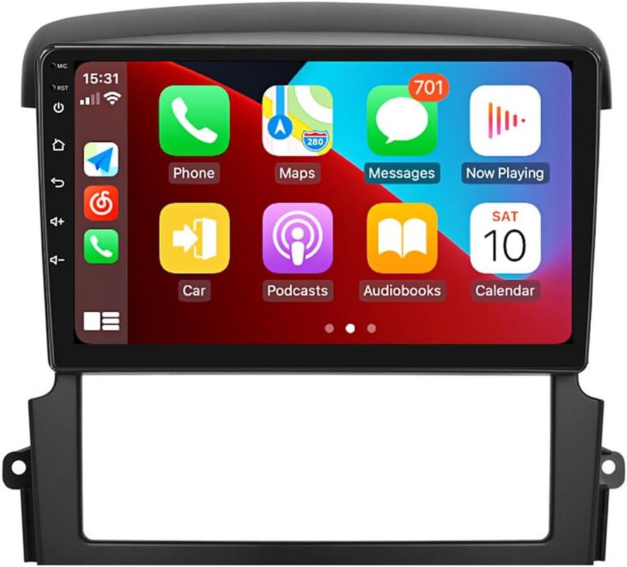 for KIA Sorento Radio 2004-2008 with Apple Carplya Car Stereo 9" IPS Touchscreen Carplay GPS Navigation Android Auto BT DSP with FM SCW Free Reverse Camera (4GB RAM+64GB ROM)