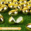 LEASEN 24 Pack Gold Easter Eggs, 2.3 Inch Metallic Plastic Empty Eggs, Surprise Golden Eggs Fillable for Easter Treats Fillers, Easter Eggs Hunt, Easter Party Favor, Basket Stuffers Fillers