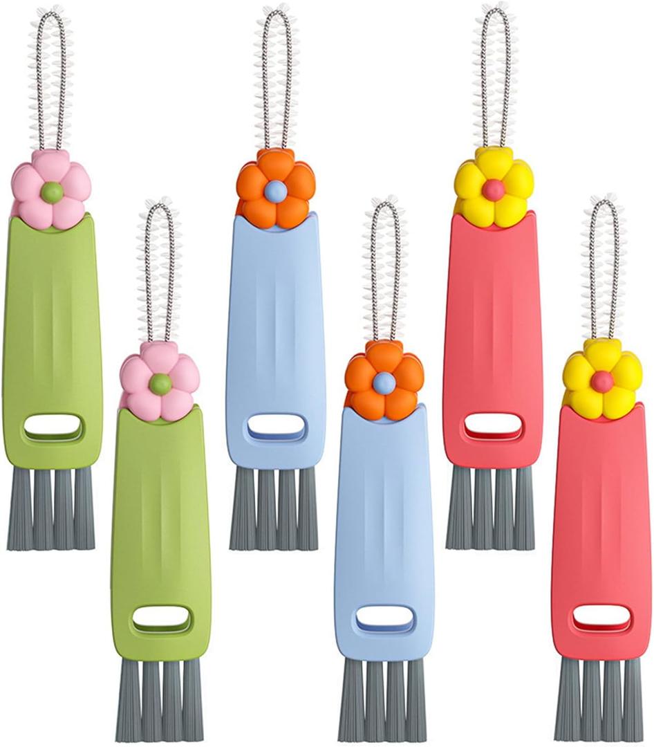 3 in 1 Multifunctional Cleaning Brush, Crevice Cleaner for Bottle Gap Tight Spaces, Portable Cup Lid Cleaner (6 PCS)